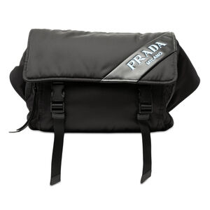 Pre-Loved Prada Soft Calf Trimmed Tessuto Double Buckle Belt Bag